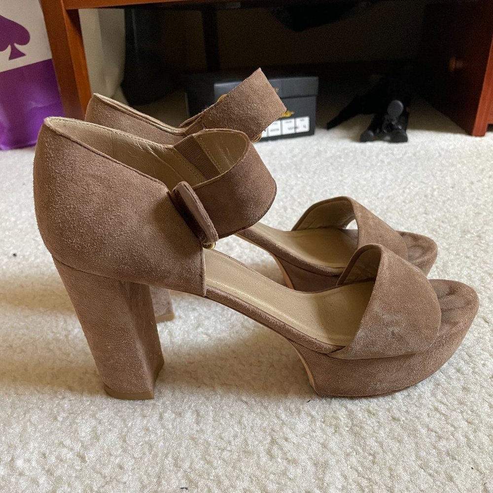 Stuart Weitzman Platform Block Heels Tan Size 8.5